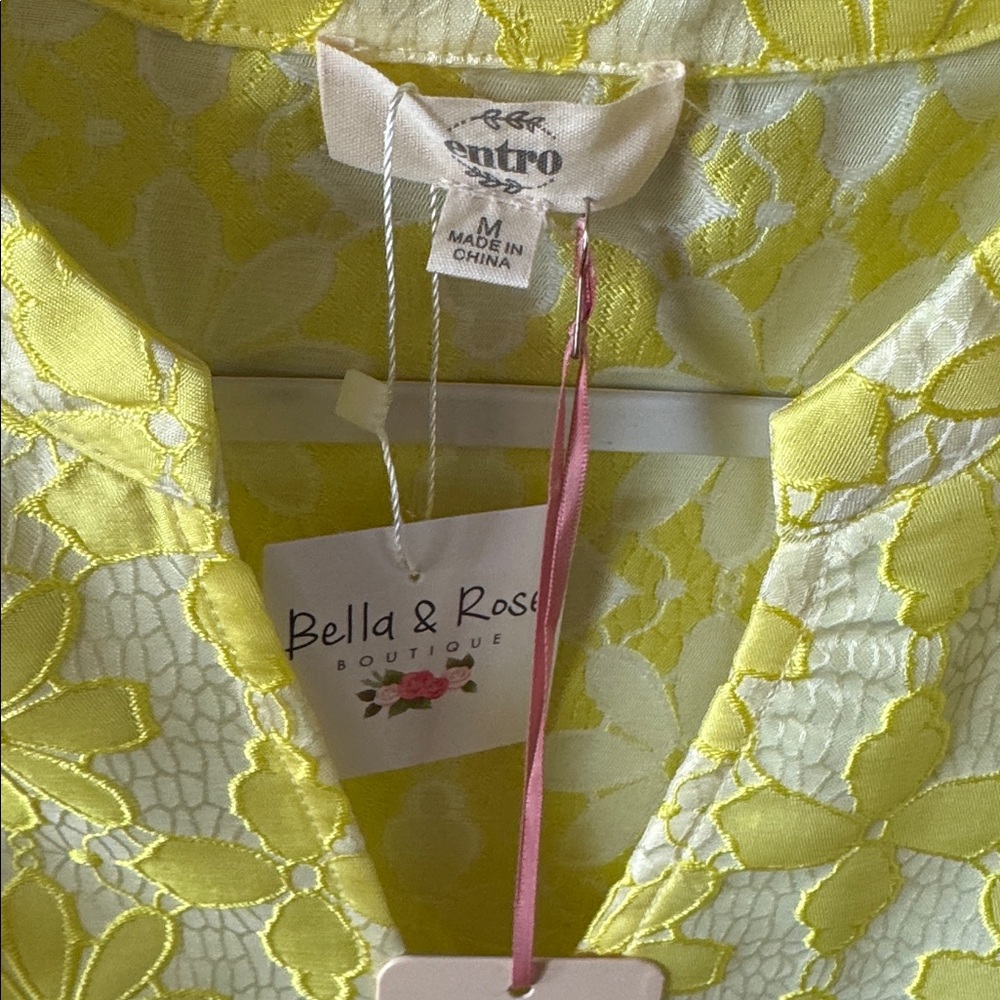 Entro New Yellow Floral Ruffle Peplum Top - Picture 5 of 8